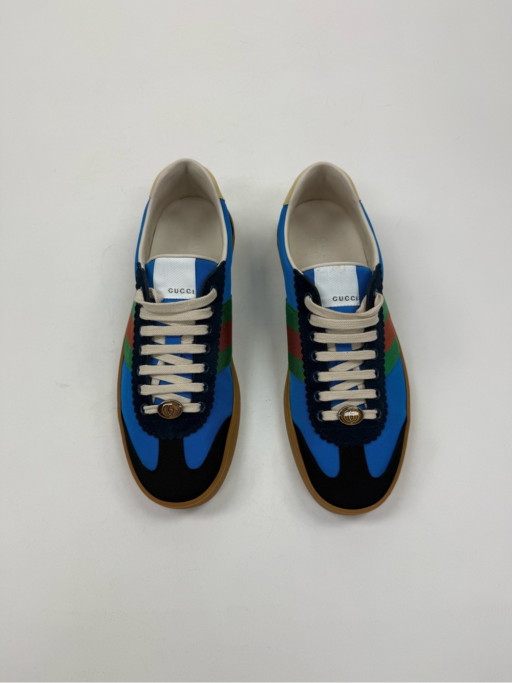 Gucci Blue, Black, Green and Red Men's Lace-Up Sneakers